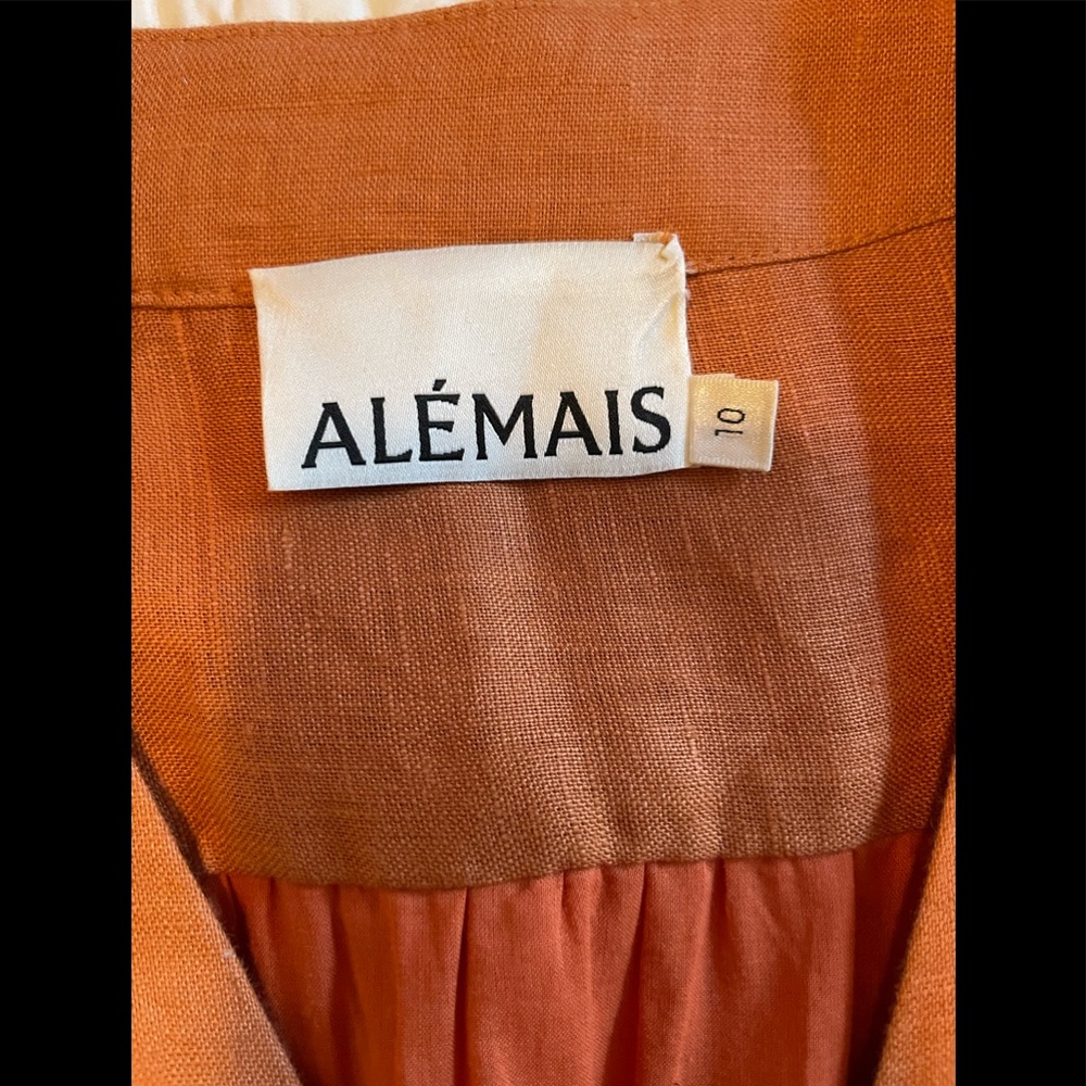 Alemais Sunset Orange Pleated Ruffled MaxiSundress - Picture 4 of 14